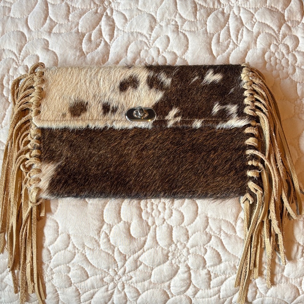 Cowhide Fringe Clutch